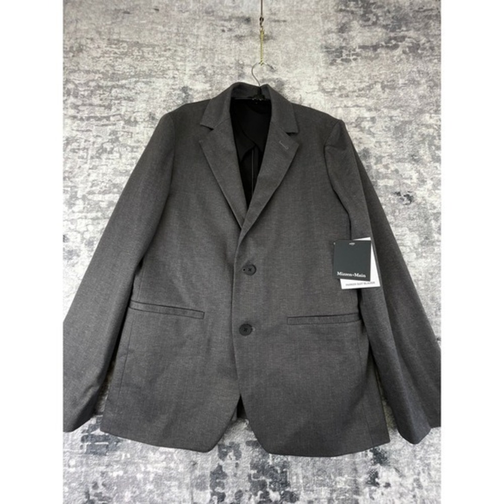 Mizzen Main Mens S Parker Suit Blazer Herringbone Gray Performance Modern NWT - Picture 1 of 10